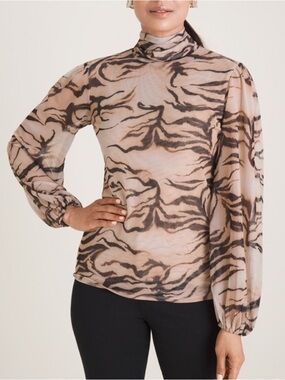 NWT Chico’s Tiger-Print Mesh Top
